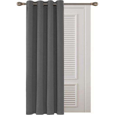 Insulating blackout curtains, 132x160 cm (WxH), for living room and bedroom, modern design with grommets, light gray. (1/3)