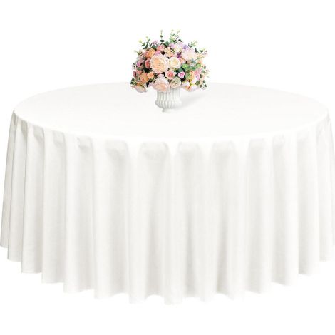 Runde Tischdecke 228 cm Elfenbein, Polyester, flecken- & knitterfrei, waschbar