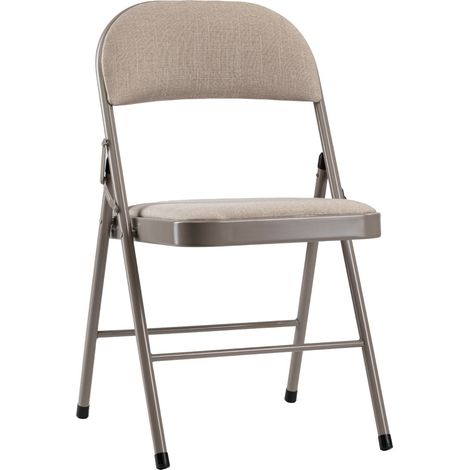 Sedia pieghevole in metallo con rivestimento beige (1/5)