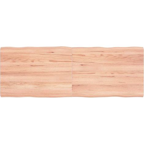 vidaXL Tablero mesa madera tratada borde natural marrón 140x50x(2-4)cm (1/5)