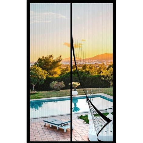 Zanzariera magnetica per porte o finestre, tenda antizanzare, dimensioni 120 x 210 cm, nera, adatta per finestre a bovindo. (1/5)