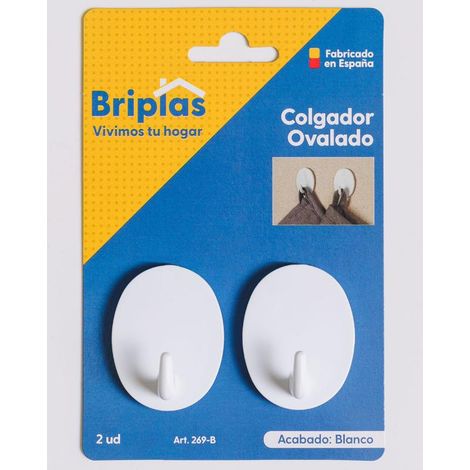 Colgador de cocina y baño ovalado blanco de PVC - 2 unidades (1/2)