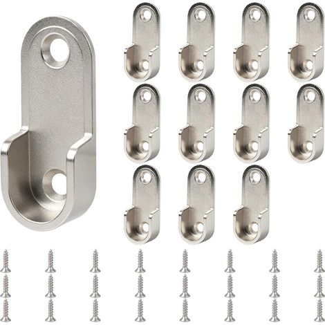 Support Penderie, Support Barre Armoire en Métal, Fixation Tringle, Tube Rond pour Garde-Robe et Placard, Accessoire Montage Facile avec Vis. (1/5)