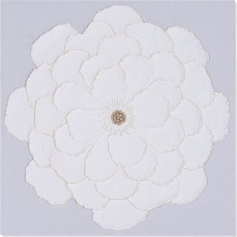 Cuadro Lienzo Papel Mache 120X7X120 Flor 3D Blanco (1/4)