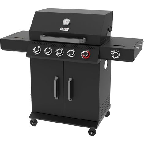 Gasgrill 19kW, 5+1 Brenner, 133x57x112cm, schwarz (1/5)