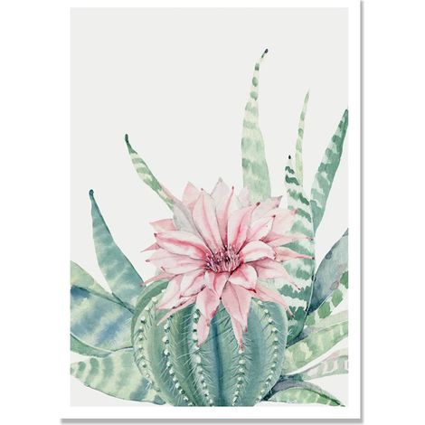 Poster Plante - Toile Botanique Feuillage Vert Cactus Succulente - Décoration Murale Nordique Non Encadrée - Lot de 3