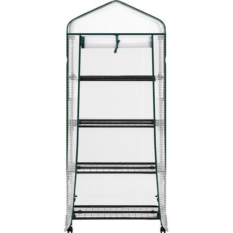 Serre à roulettes, petite serre avec étagères, serre à tomates avec porte enroulable (serre uniquement) (1/5)
