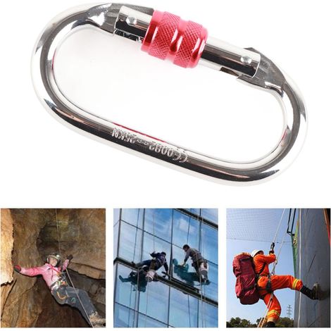 Mousqueton de sécurité en O 25KN pour escalade, randonnée et via ferrata rouge