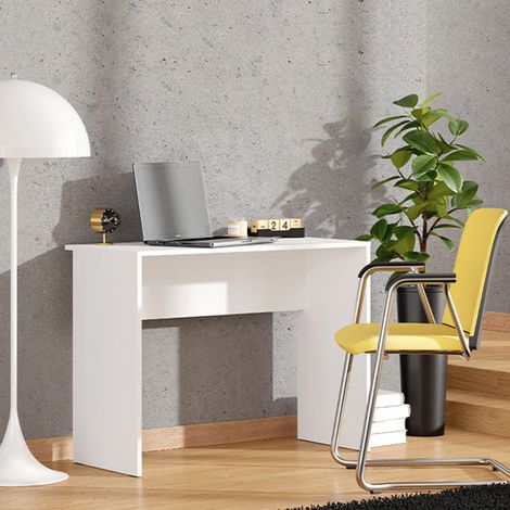 Escritorio Pichil, un Estante, Estructura Opaco, Estante Opaco, 98x45x74h cm Blanco Opaco (1/5)