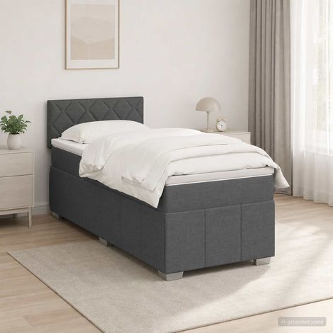 Cama box spring con colchón Gris oscuro 80 x 200 cm Tela (1/5)