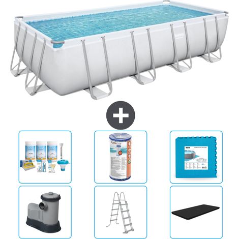 Piscine Rectangulaire Bestway Power Steel - 549 x 274 x 122 - Grise - Comprend des Accessoires CB30 (1/4)