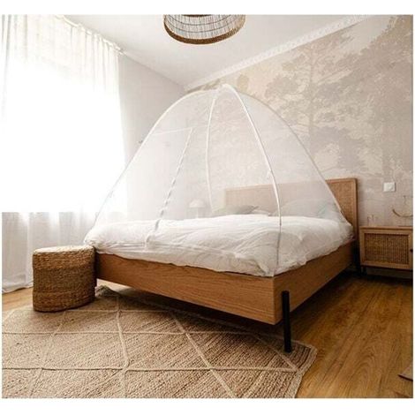 Moustiquaire lit & jardin dôme pop up fermeture zippée 180 x 200 cm