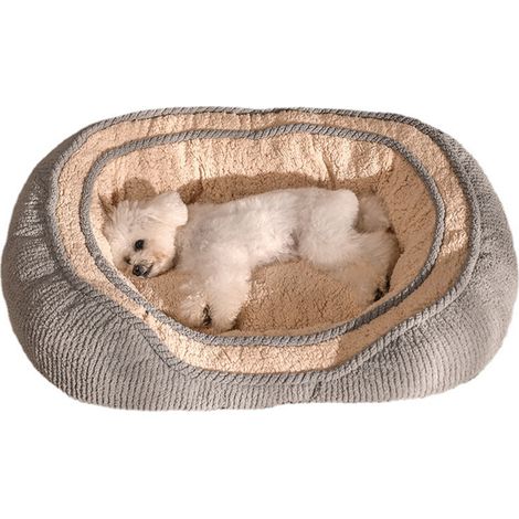 Panier universel quatre saisons pour chiens de petite et moyenne taille, en peluche lavable, antidérapante, confortable et soulageant les points de pression. Gris moyen. (1/5)