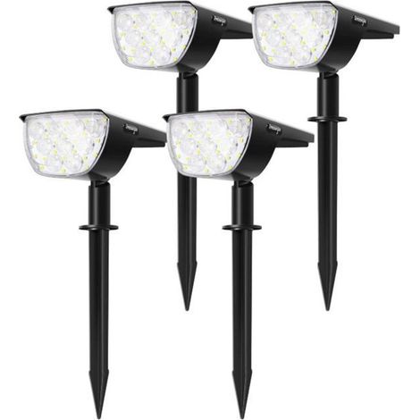 4 Pack 30 LED NetBoat Spot Solaire Extérieur, Lampes Solaires Etanche IP67 Projecteur Solaire Réglable avec Panneau Solaire 180° (1/4)