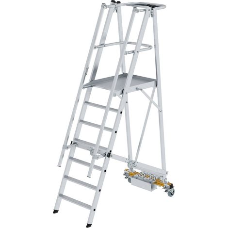 MUNK Podestleiter fahrbar mit schmaler Traverse 7 Stufen (1/4)