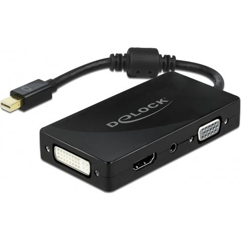 DeLOCK Mini DisplayPort 1.2 Adaptador a VGA/HDMI/DVI/Audio hembra 4K pasivo negro (1/2)