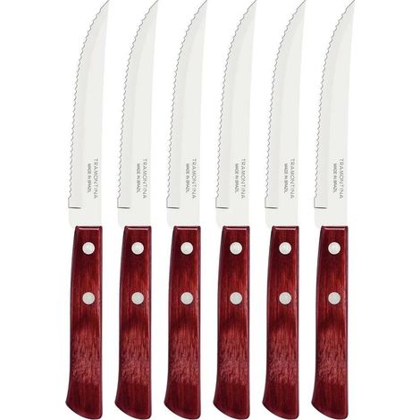 Tramontina coltelli bistecca Classic acciaio inox bordeaux Set 6 Pezzi 12,5 cm