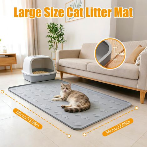Tapis de litière pour chat en silicone grand modèle étanche antidérapant tapis pour gamelle chat chien facile à nettoyer