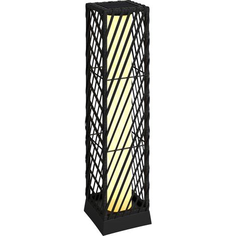 Outsunny linterna de jardín de ratán, farola solar exterior con luces led encendido y apagado automático, impermeable, IP44, 16x16x68 cm, negro