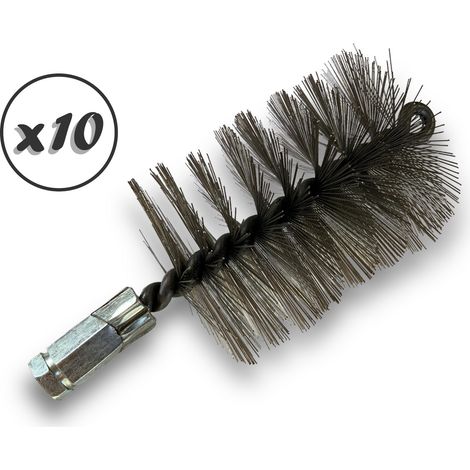Lot de 10 Brosses à tube PRO INOX Ø 80 mm Raccord M12175 femelle Ame en acier torsadé Nettoyage brossage tube et canalisation Kibros 41SCI80x10