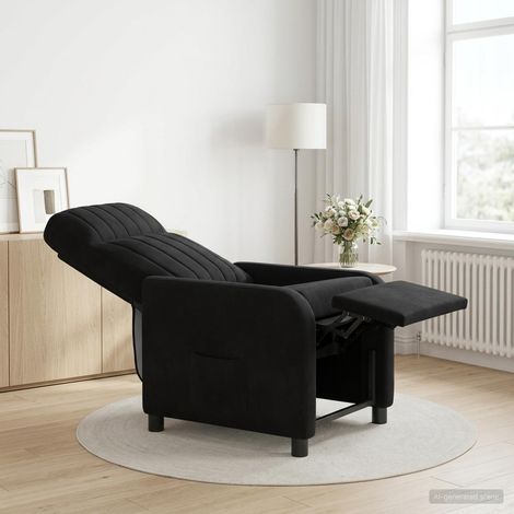 Beyamis Fauteuil inclinable en velours noir (V) (1/5)