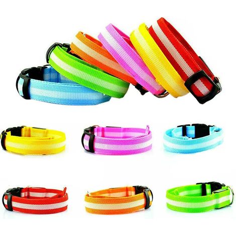 Collar para perro de nailon con luz LED, recargable por USB, verde (talla M). (1/5)