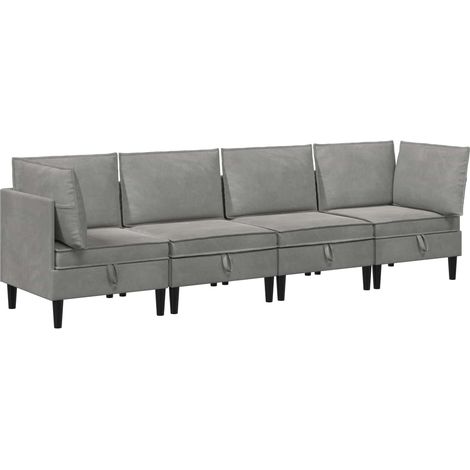 Set di mobili per il soggiorno 4 pz Grigio Chiaro Velluto vidaXL