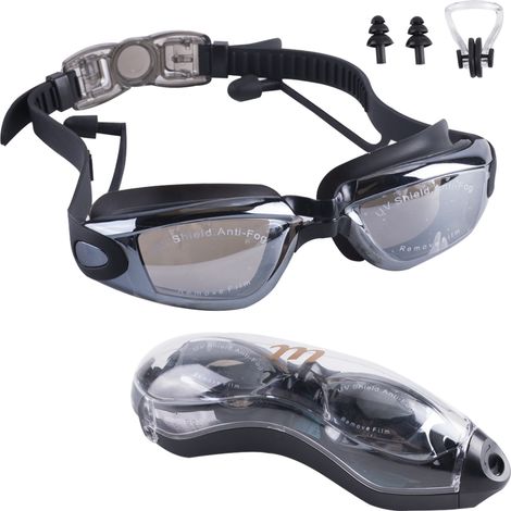 Lunettes de natation étanches et antibuée pour l'intérieur et l'extérieur, avec verres miroirs transparents et protection UV, pour adultes, hommes et jeunes. (1/5)
