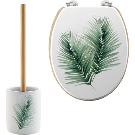Abattant et brosse WC motif palmier VARADERO (1/5)