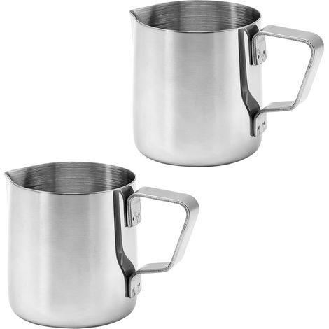 2 Pièces Pot à Lait Mousser 150ml 304 Acier Inoxydable Pichet à Lait Pichet Inox Milk Pitcher pour Faire de l'art Du Café Au Lait, Cappuccino (1/5)