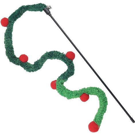 Lot de 5 jouets pour chat : baguette à plumes interactive verte (1/5)