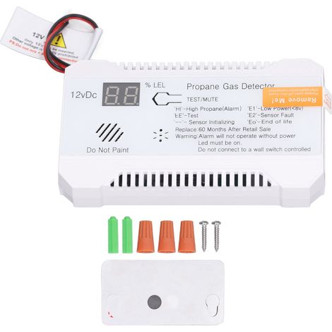 Propane Gas Detector 85dB Real Time Display Quick Response Accurate Detection Natural Gas Alarm for RV Truck DC12V White (1/5)