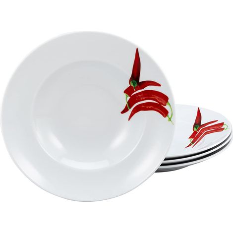 Lot de 4 assiettes à pâtes en porcelaine (1/5)