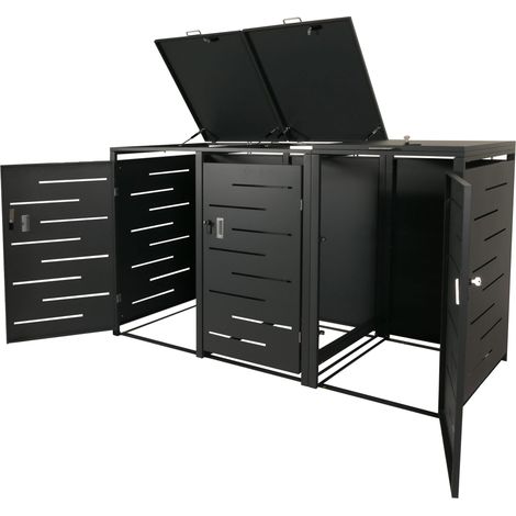 [NEUWERTIG] XL 3er-/6er-Mülltonnenverkleidung HHG-389, Mülltonnenbox, erweiterbar 116x212x98cm anthrazit Stahl, 100kg