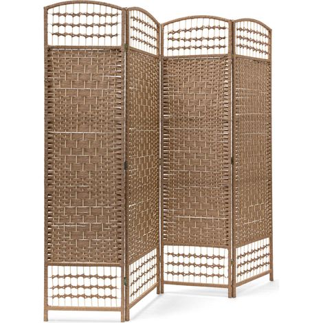Relaxdays Paravent, HLP 179 x 180 x 2 cm, séparateur pliable, 4 panneaux, protège de la lumière, bambou, nature