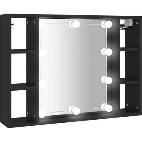 Armoire à miroir avec LED noir 76x15x55 (1/5)