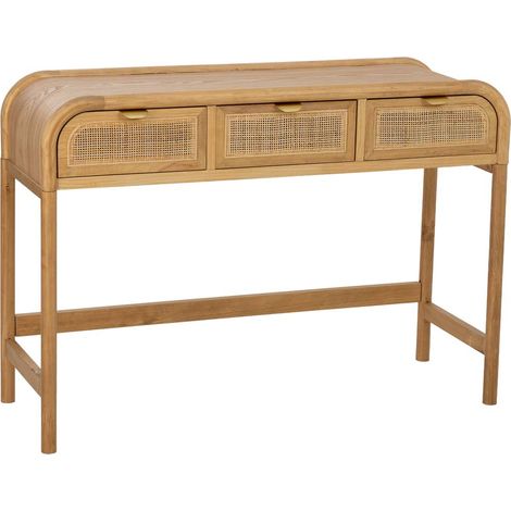 Recibidor de madera y ratán marrón 110x39x78h cm