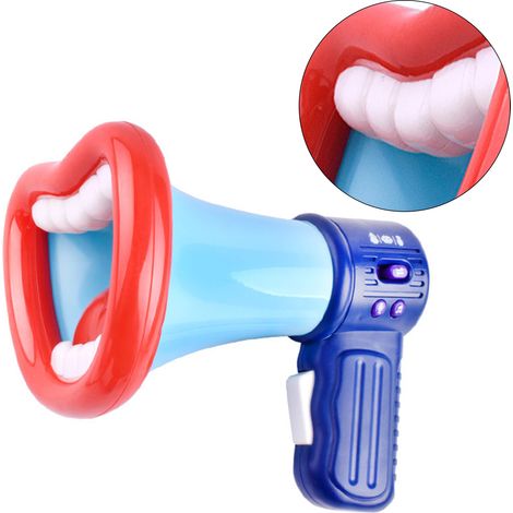 Haut-parleur à modification vocale novateur, changeur de voix original et unique pour enregistrements de farces, amplificateur de microphone pour farces, jouet TikTok, bleu standard. (1/3)