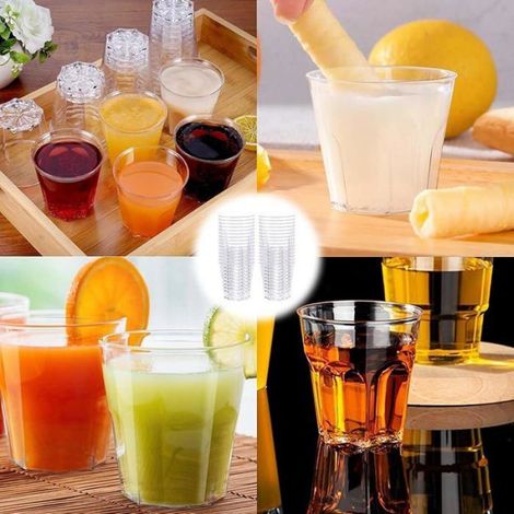 Verre À Vin - 180 ml - En Plastique Épais Transparent - Pour Café Thé Jus Eau - 60 Pièces (1/5)