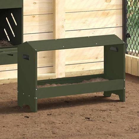 Plateau pour aliments pour poules, vert olive, 81 x 32 x 53,5 cm