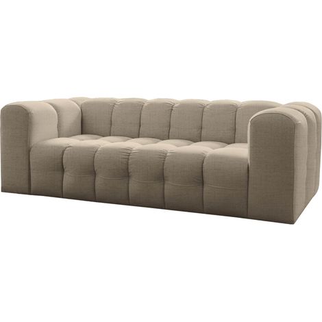 Canapé droit MILOE 3 places fixe avec accoudoirs en tissu - Beige (1/3)