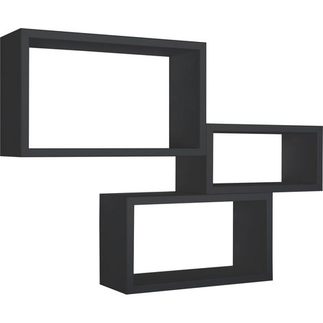 Set 3 Mensole da Parete Trittico Nero 45x27, 40x22 e 35x17 cm - Sanitec