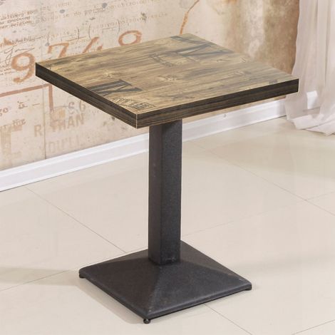 Esstisch Stehtisch Quadratisch, Bistrotisch Outdoor aus Eisen und Holzbohlen, Küchentisch 60 x 75 cm AQ01 (1/5)