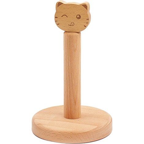 Porte-serviettes en bois forme d’animaux mignons, support pour mouchoirs, rouleau de papier toilette avec étagères de rangement pour cuisine, chambre, chat