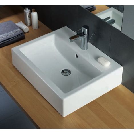 Lavabo bagno Pozzi Ginori Closer con bacino rettangolare 60 cm  lavabo e sifone basic