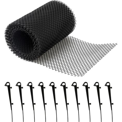 Grille de protection anti-feuilles pour gouttières, 8 m x 18 cm, avec 10 pinces, grille de gouttière, gouttières pour maisons, abris de voiture, écurie, gouttières (1/5)