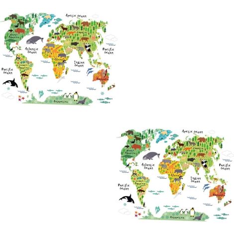 Stickers Animaux 2 Pièces Carte du Monde Stickers Animaux (1/5)