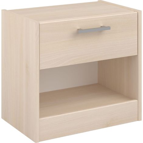 Chevet 1 tiroir et 1 niche aspect bois - CHARLINE (1/5)