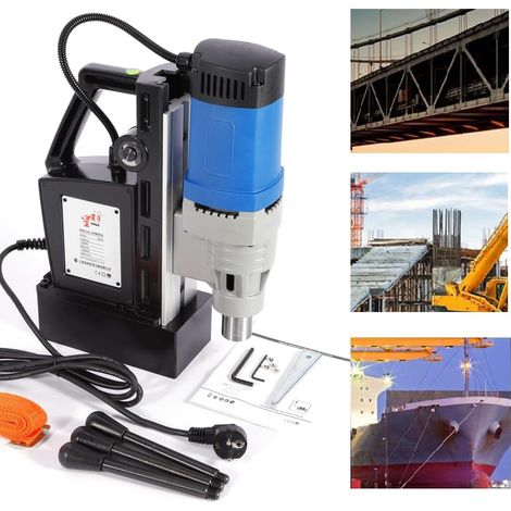 Perceuse magnétique 3-28 mm avec perçage de noyaux en acier et guide d'aiguille 13 000 N pour chantiers de construction 1680 W