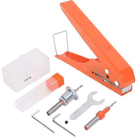 Perforatrice manuelle 10 mm à un trou, pince robuste et réglable, perforatrice à fente, ouverture plate inclinée, coupe-cartes PVC pour papier, cartes, films plastiques rigides et carton (1/5)